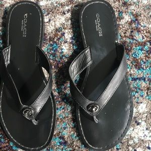 Coach leather flip flops